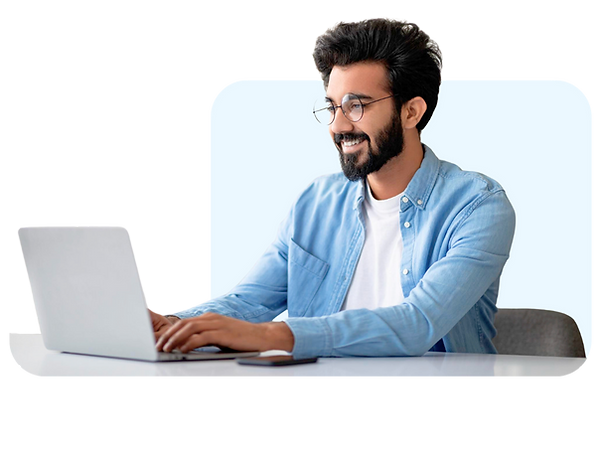 ENGin volunteer look at laptop